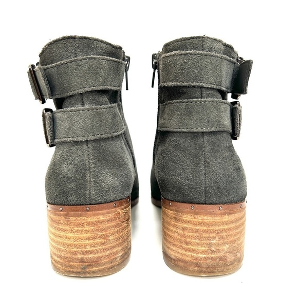Bleecker & Bond Georgia Grey Suede Leather Ankle Booties Boots, Size 8 - Picture 5 of 11